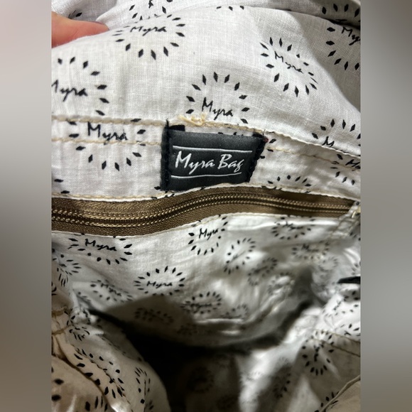 Myra Bag Crossbody Messenger – Canvas & Leather Military Stamp Rustic Boho Style - Picture 10 of 16